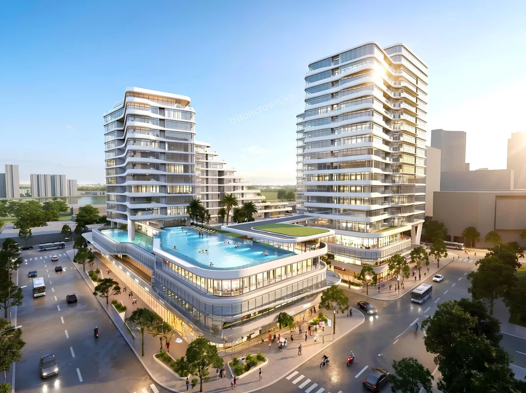 Phối cảnh căn hộ chung cư Triton Crown vào ban ngày Phối cảnh căn hộ chung cư Triton Crown vào ban ngày