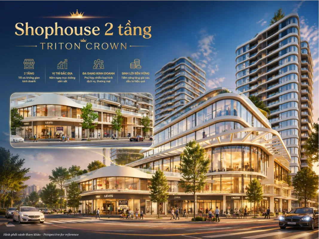 32 căn Shophouse 2 tầng diện tích từ 100 - 200m² tại dự án Triton Crown 6 Shophouse dự án Triton Crown Phú Mỹ Hưng