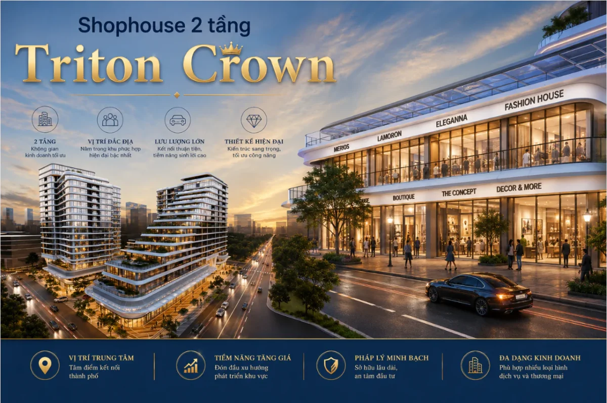 32 căn Shophouse 2 tầng diện tích từ 100 - 200m² tại dự án Triton Crown 7 Shophouse dự án Triton Crown Phú Mỹ Hưng