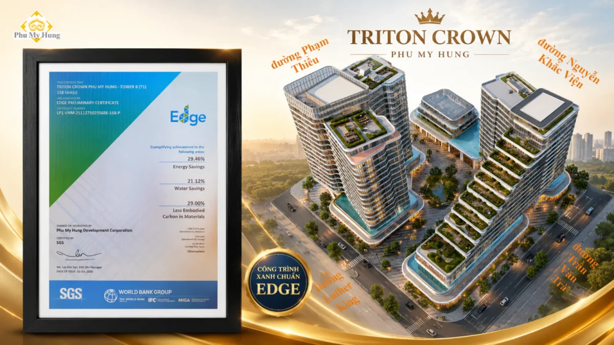 Triton Crown chính thức được cấp Chứng nhận Công trình Xanh EDGE 5 Triton Crown được cấp chứng nhận xanh EDGE