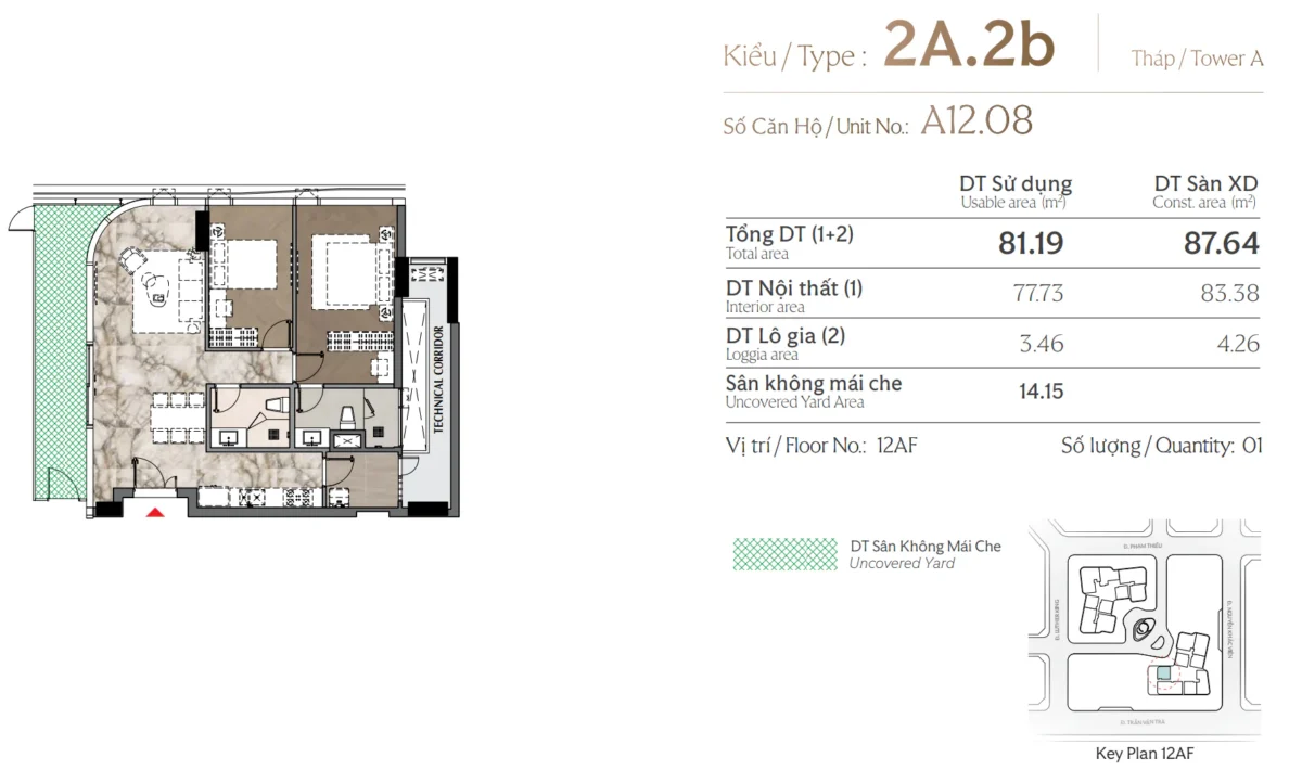 Mặt bằng và Layout căn hộ Triton Crown Phú Mỹ Hưng Quận 7 32 Các loại thiết kế căn 2 Phòng ngủ