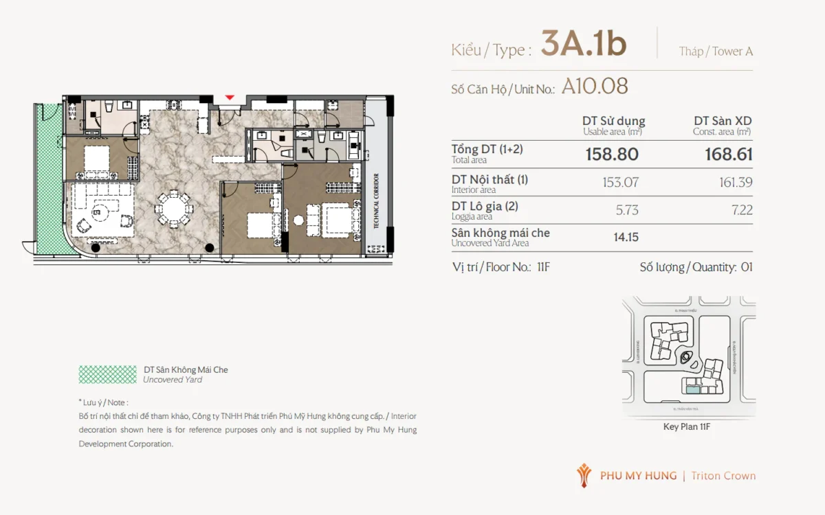 Mặt bằng và Layout căn hộ Triton Crown Phú Mỹ Hưng Quận 7 39 Các loại thiết kế căn 3 Phòng ngủ