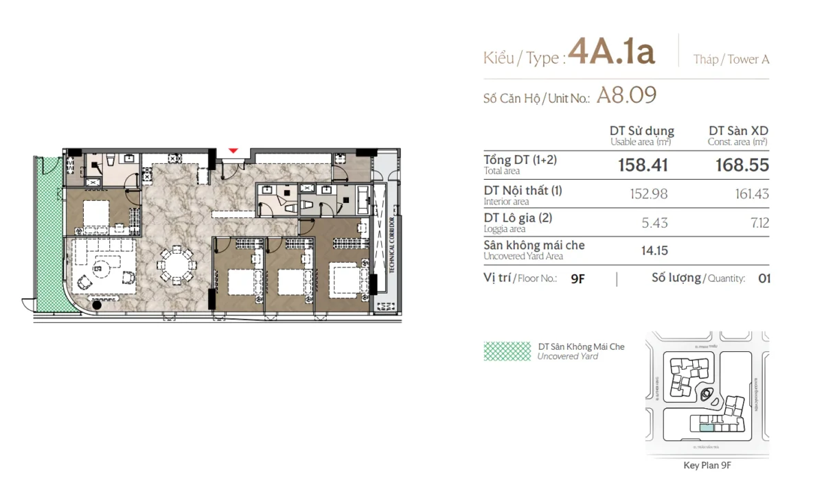Mặt bằng và Layout căn hộ Triton Crown Phú Mỹ Hưng Quận 7 42 Thiết kế căn 4 phòng ngủ