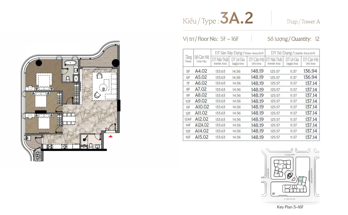 Mặt bằng và Layout căn hộ Triton Crown Phú Mỹ Hưng Quận 7 34 Các loại thiết kế căn 3 Phòng ngủ