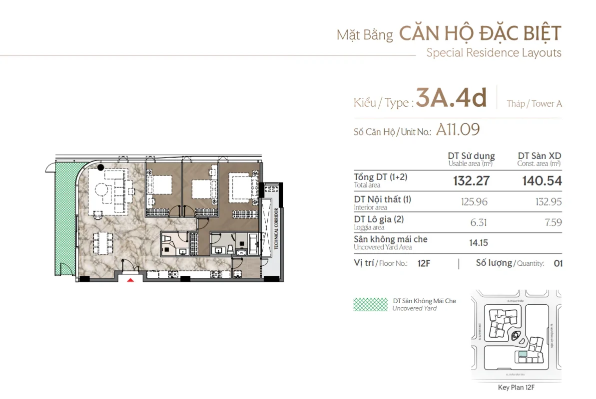 Mặt bằng và Layout căn hộ Triton Crown Phú Mỹ Hưng Quận 7 40 Các loại thiết kế căn 3 Phòng ngủ