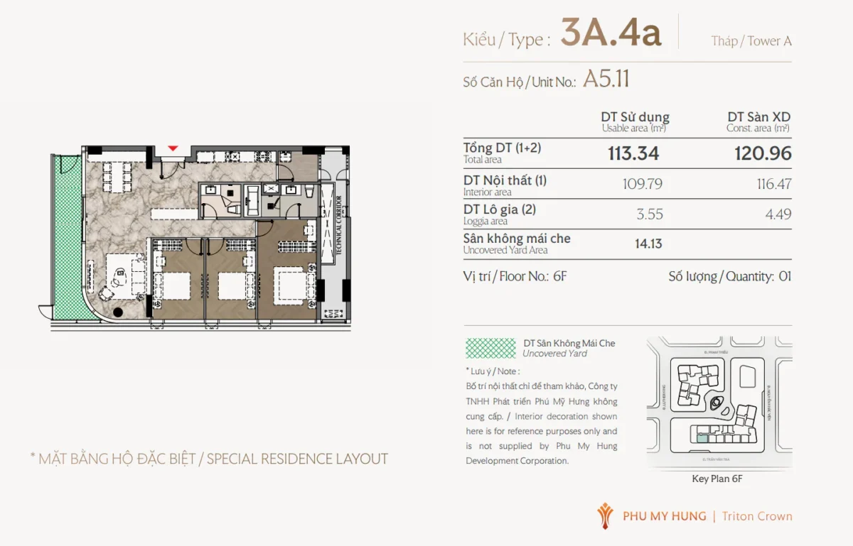Mặt bằng và Layout căn hộ Triton Crown Phú Mỹ Hưng Quận 7 36 Các loại thiết kế căn 3 Phòng ngủ