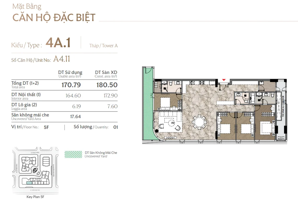 Mặt bằng và Layout căn hộ Triton Crown Phú Mỹ Hưng Quận 7 43 Thiết kế căn 4 phòng ngủ