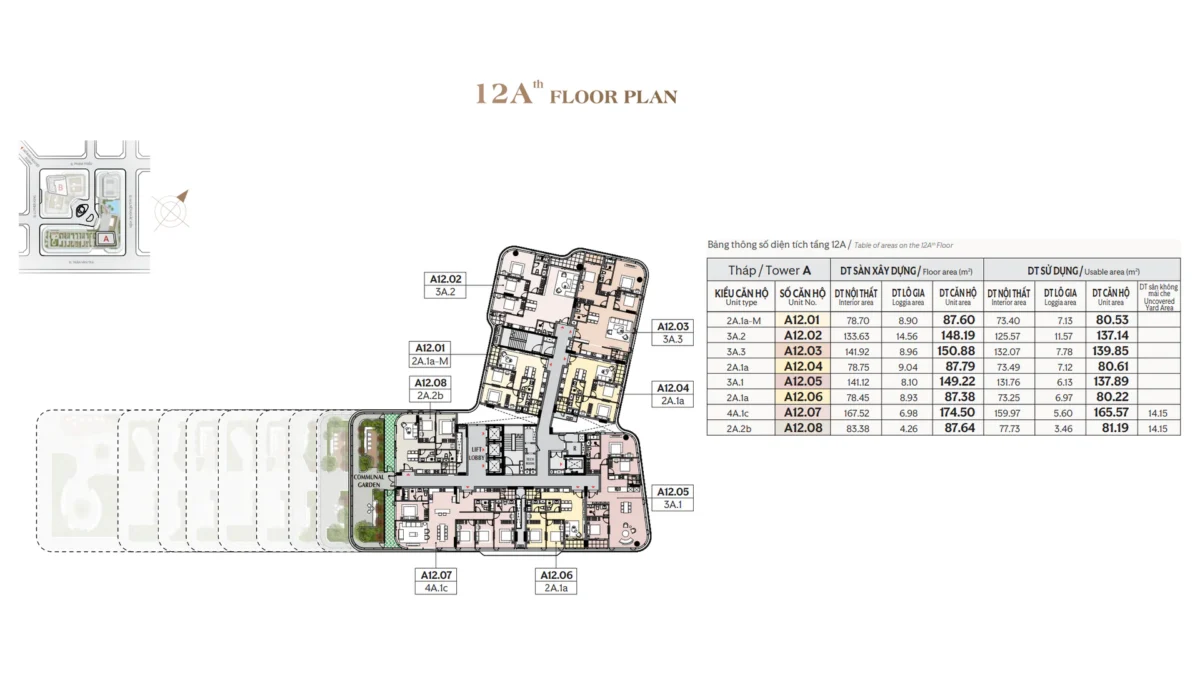 Mặt bằng và Layout căn hộ Triton Crown Phú Mỹ Hưng Quận 7 17 Mặt bằng tầng 12A