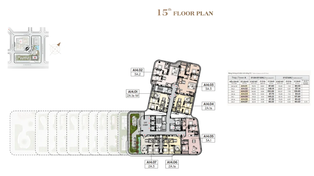 Mặt bằng và Layout căn hộ Triton Crown Phú Mỹ Hưng Quận 7 19 Mặt bằng tầng 15