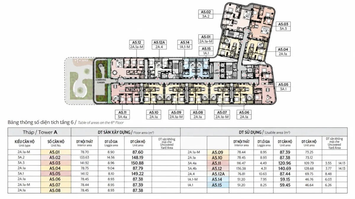 Mặt bằng và Layout căn hộ Triton Crown Phú Mỹ Hưng Quận 7 10 Mặt bằng tầng 6